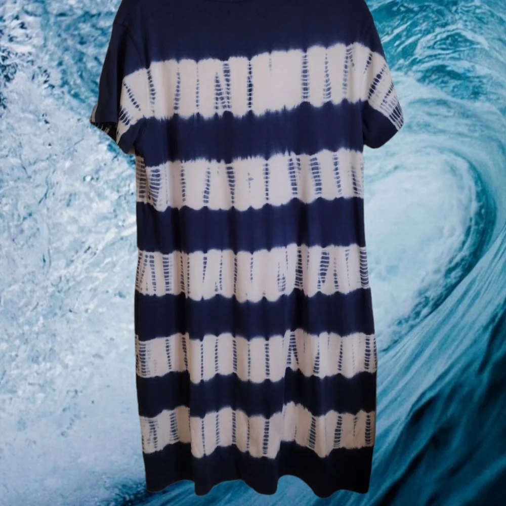 American Living Blue and White Tie Dye Dress - Picture 2 of 7